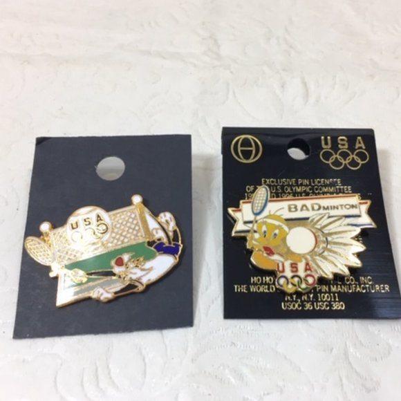VTG TWO USA Olympic Enamel Pins Atlanta 1996 Tweety Bird Sylvester Cat 1.25" - Picture 4 of 6